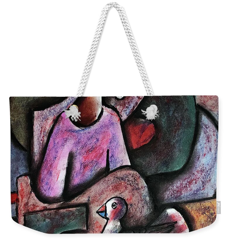 African Art Weekender Tote Bag featuring the painting Dove Of Peace by Peter Sibeko 1940-2013