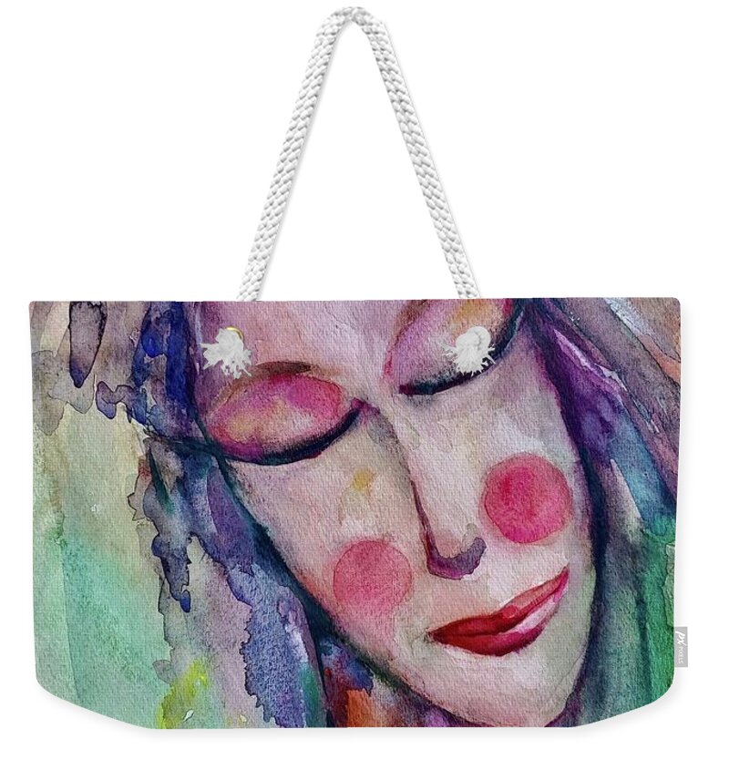 Dream Weekender Tote Bag featuring the painting Dreaming #1 by Mikyong Rodgers