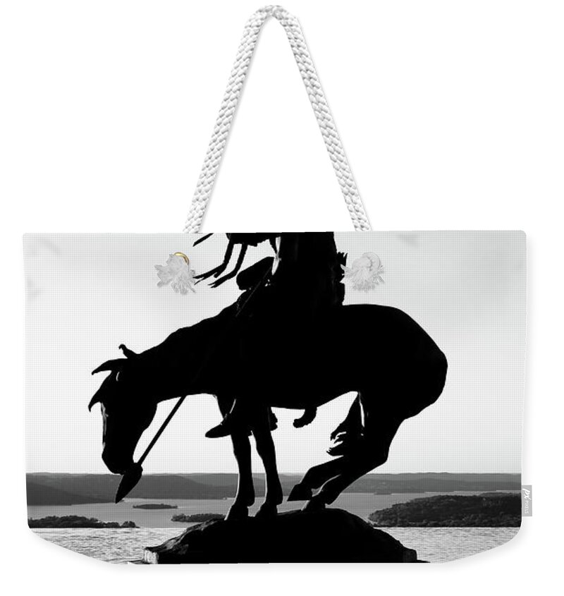 End Of The Trail Weekender Tote Bag featuring the photograph End Of The Trail black and white by Lens Art Photography By Larry Trager