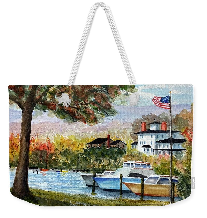 Essex Weekender Tote Bag featuring the painting Essex Harbor #1 by Joseph Burger