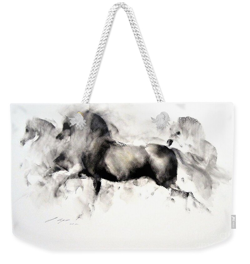 Horse Weekender Tote Bag featuring the painting Ferar by Janette Lockett