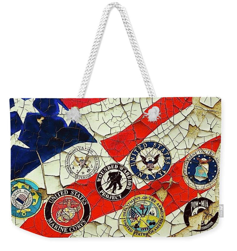  Weekender Tote Bag featuring the mixed media Flag by Angie ONeal