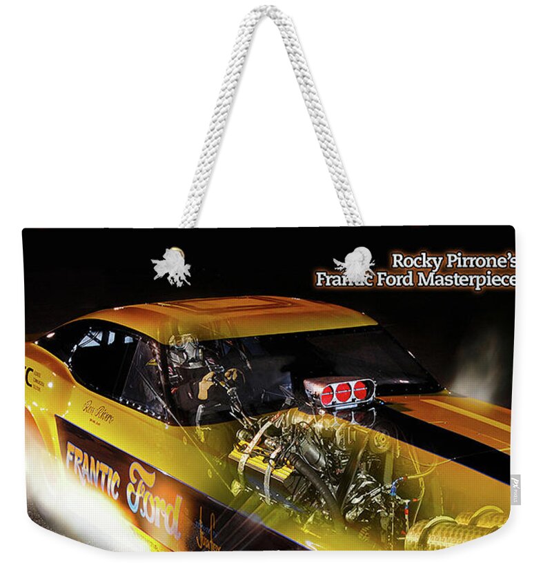 Funny Car Weekender Tote Bag featuring the pyrography Fuel Coupe Magazine #1 by Kenny Youngblood