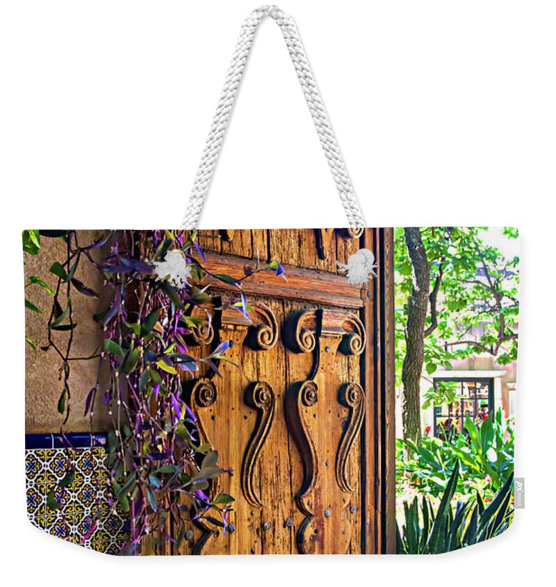 Color Weekender Tote Bag featuring the photograph Garden Door #1 by Alan Hausenflock