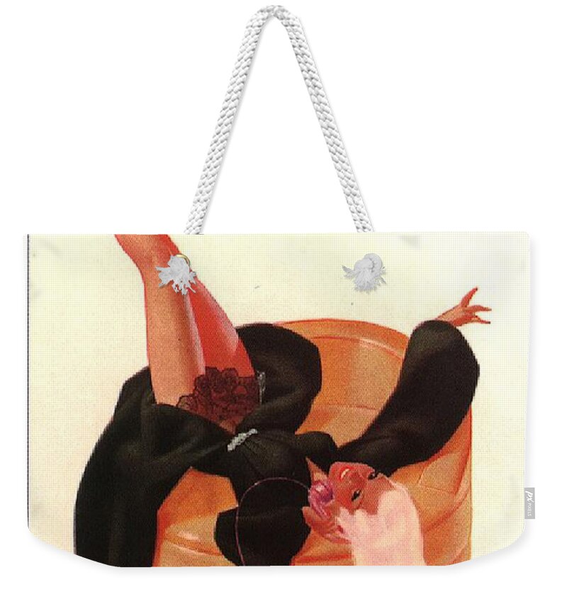 Pinup Weekender Tote Bag featuring the mixed media George Petty Pin Up Art 001 #1 by World Art Collective