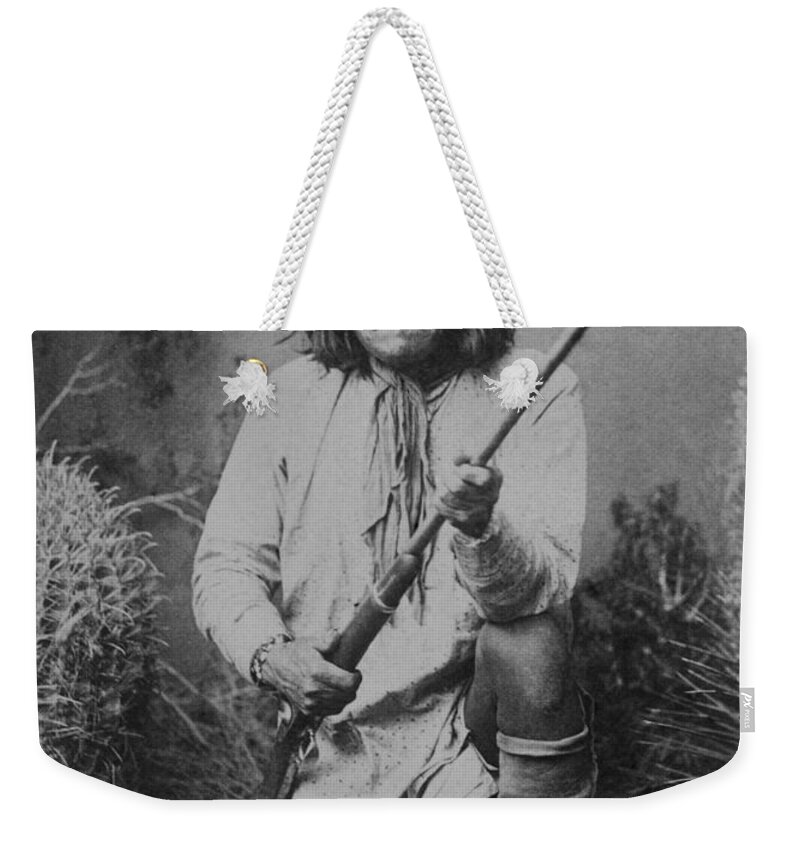 Geronimo Weekender Tote Bag featuring the photograph Geronimo - Black and White #2 by David Hinds