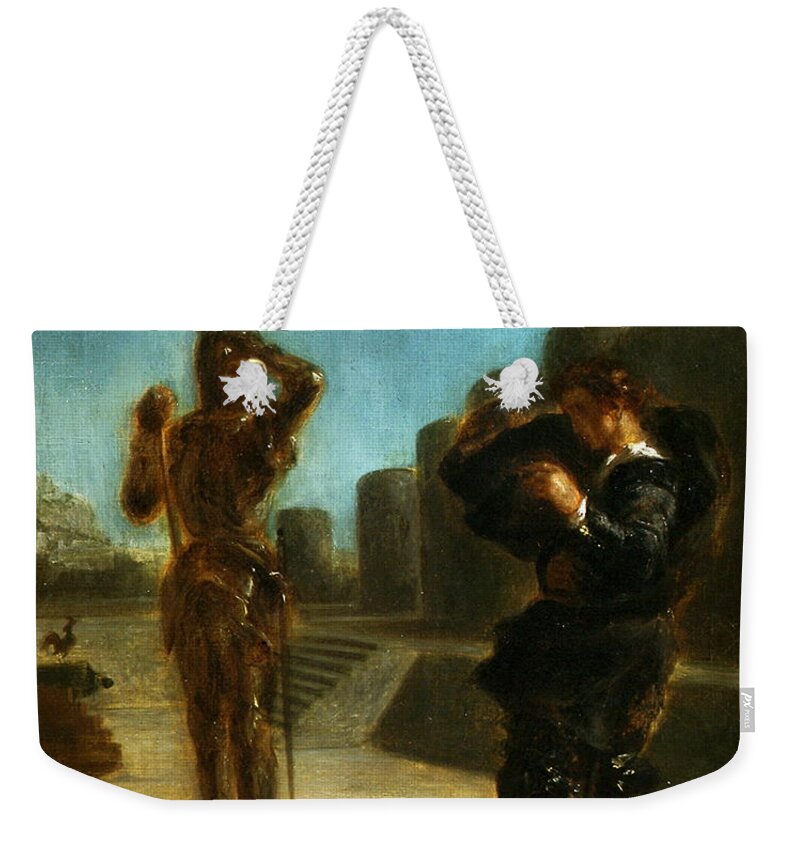 Ghost Of Hamlet's Father Weekender Tote Bag featuring the painting Ghost of Hamlet's father #1 by Eugene Delacroix