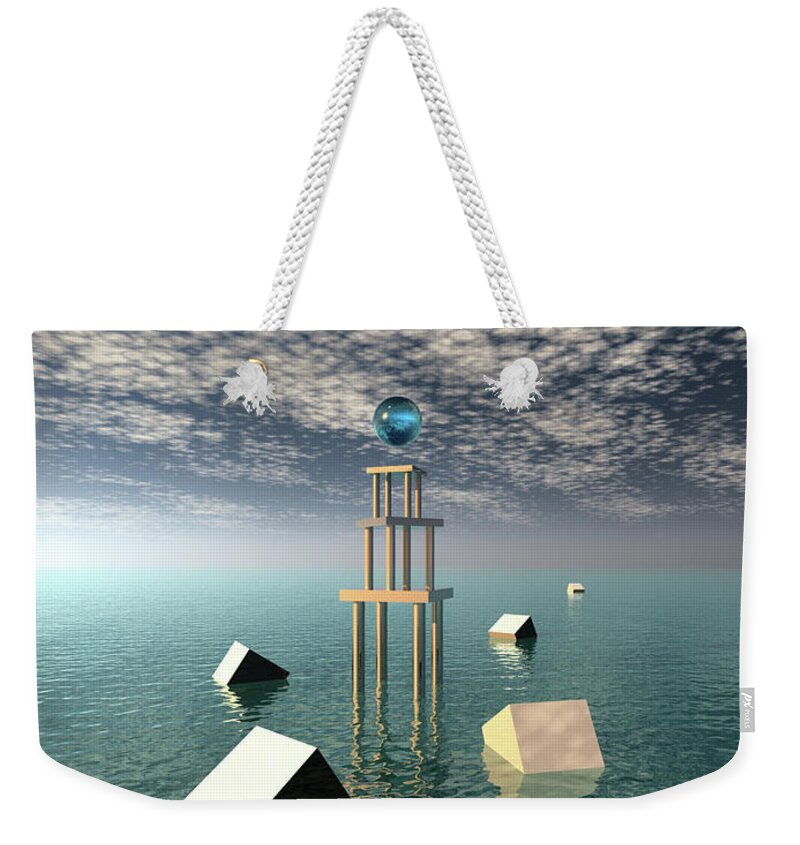 Clouds Weekender Tote Bag featuring the digital art Glowing Blue Orb by Phil Perkins