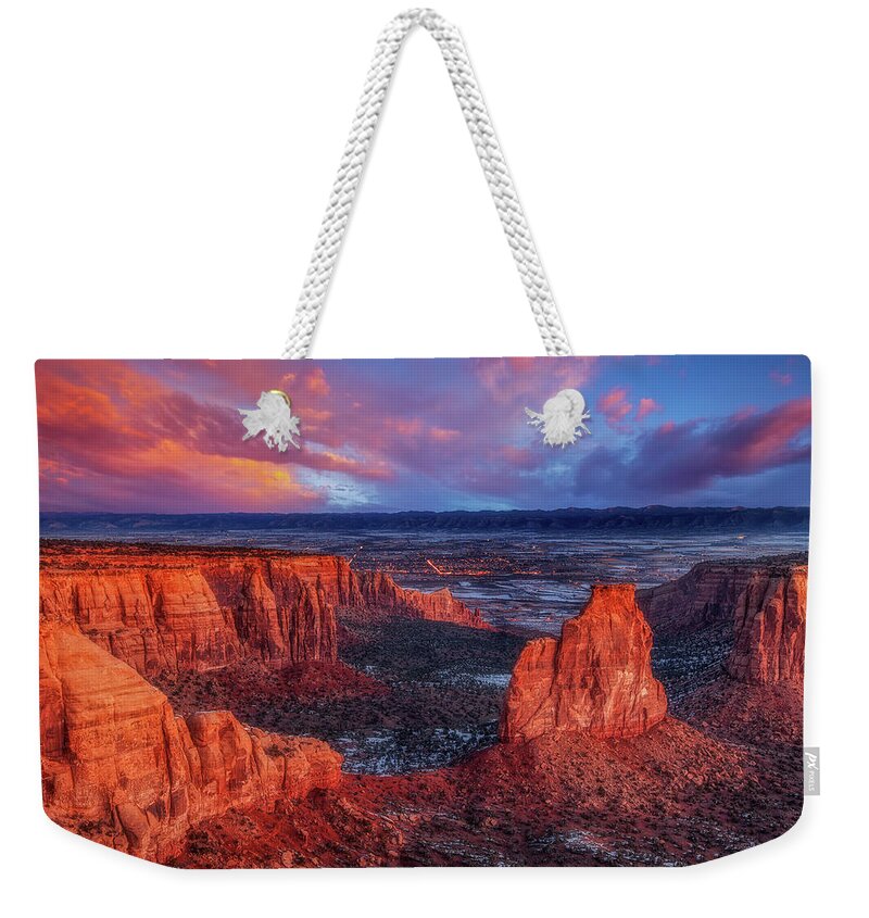Colorado National Monument Weekender Tote Bag featuring the photograph Grand View Sunrise by Darren White