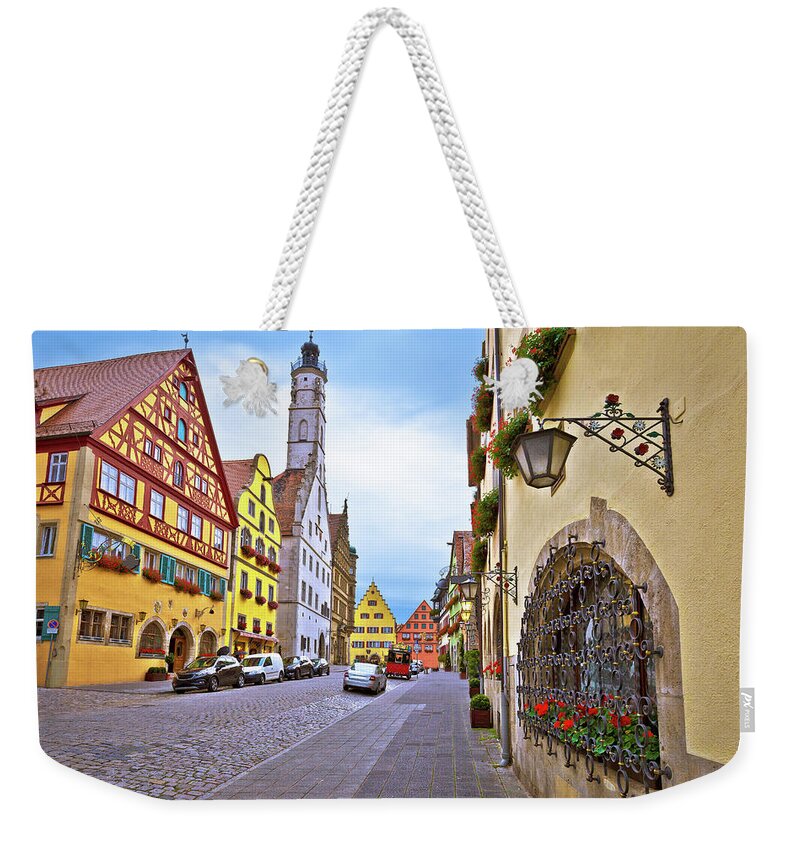 Rothenburg Ob Der Tauber Weekender Tote Bag featuring the photograph Idyllic Germany. Street architecture of medieval German town of #1 by Brch Photography