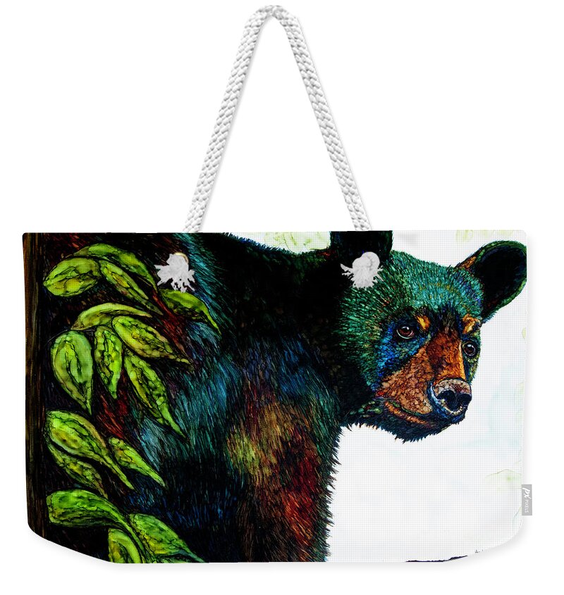 Bear Weekender Tote Bag featuring the painting Just Sitting #1 by Jan Killian