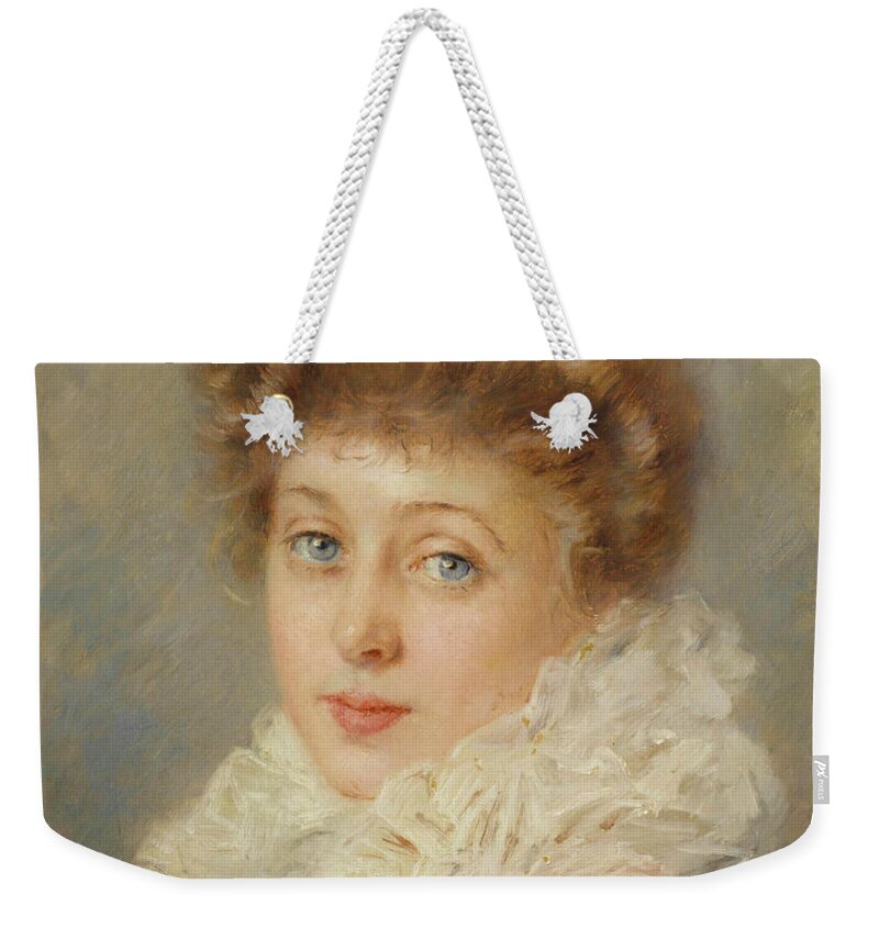 Portrait Weekender Tote Bag featuring the painting Konstantin Makovsky #1 by MotionAge Designs