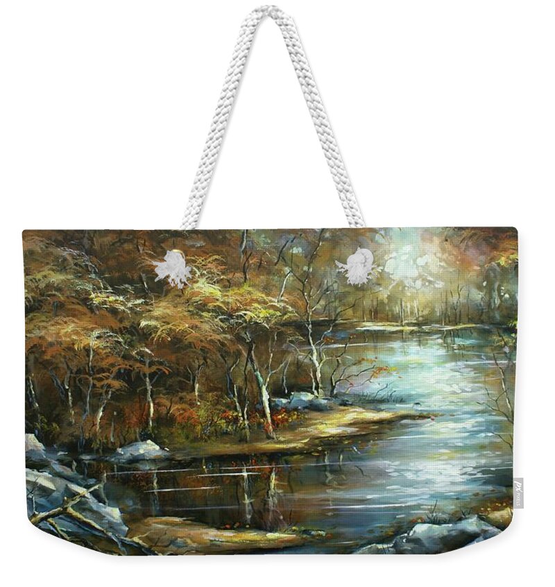 Landscape Weekender Tote Bag featuring the painting Landscape by Michael Lang
