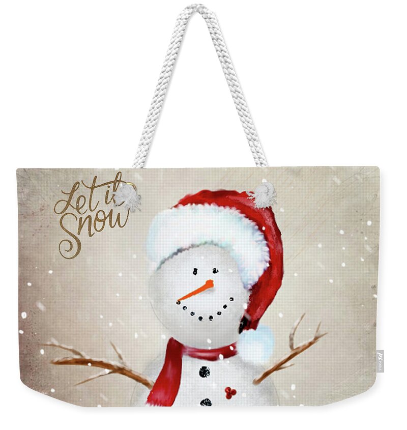 Snowman Weekender Tote Bag featuring the digital art Let it Snow #1 by Mary Timman