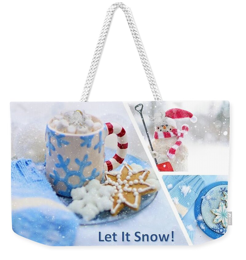 Snow Weekender Tote Bag featuring the photograph Let It Snow in Blue Tones by Nancy Ayanna Wyatt