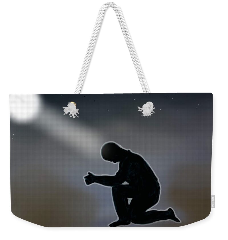 Spiritual Weekender Tote Bag featuring the digital art Prayer #1 by Carmen Cordova