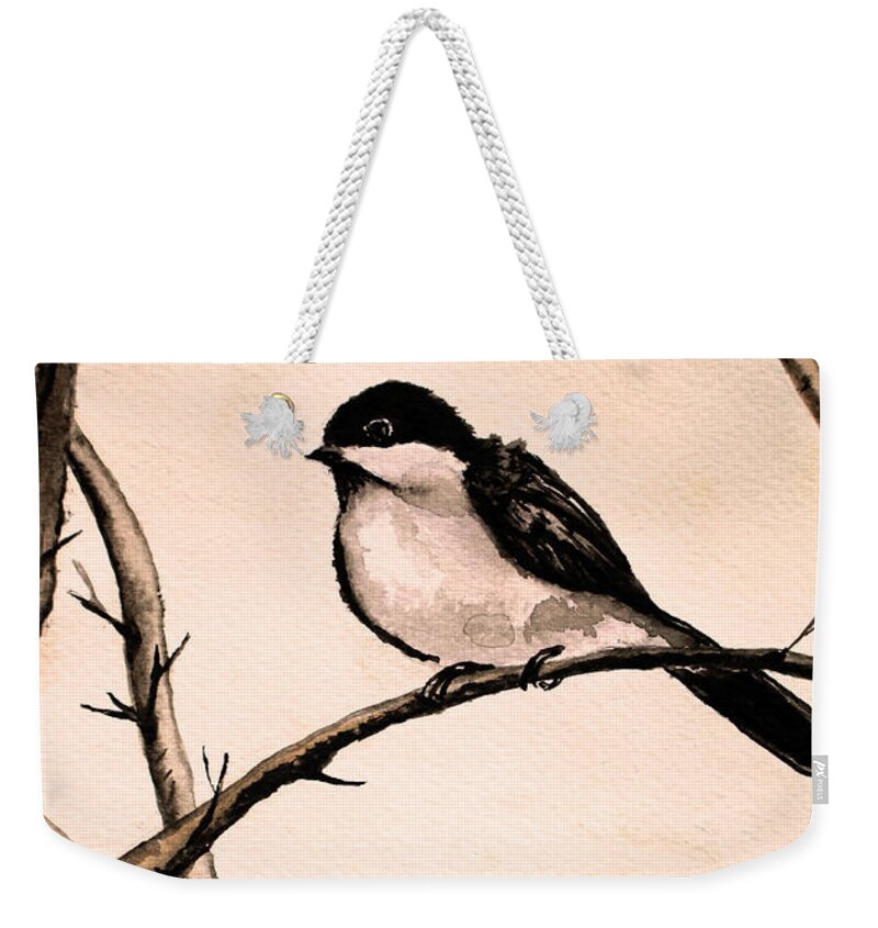 Beautiful: Weekender Tote Bag featuring the painting Little Bird 11 #2 by Medea Ioseliani