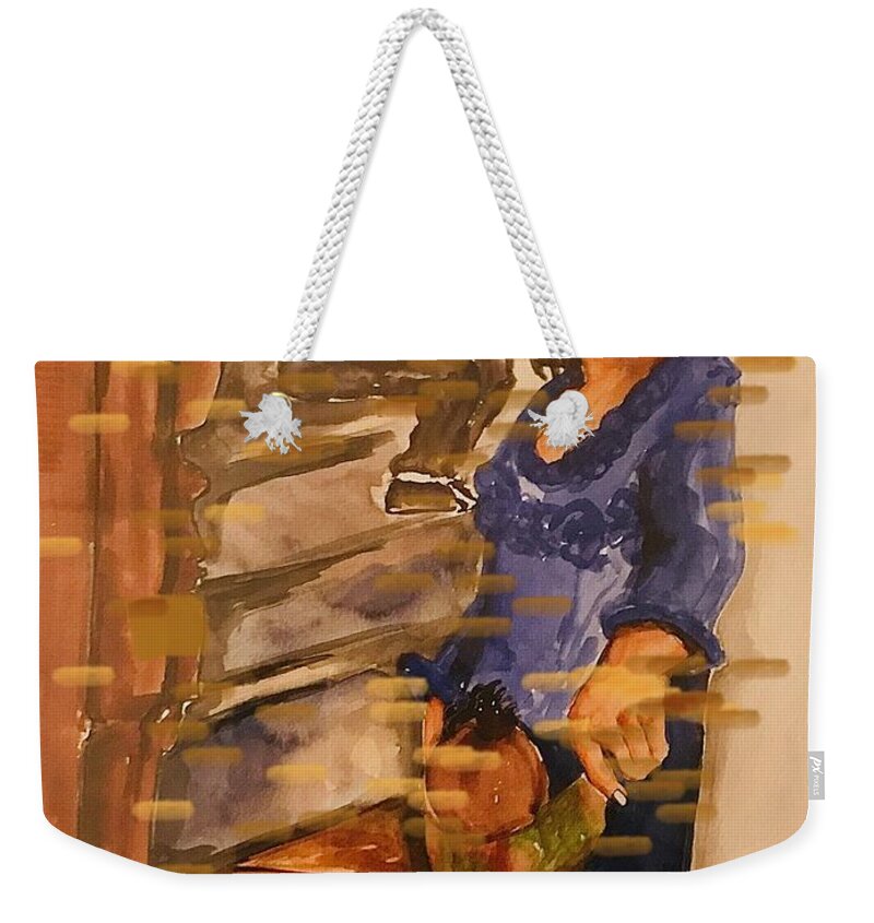  Weekender Tote Bag featuring the painting Little Girl by Angie ONeal