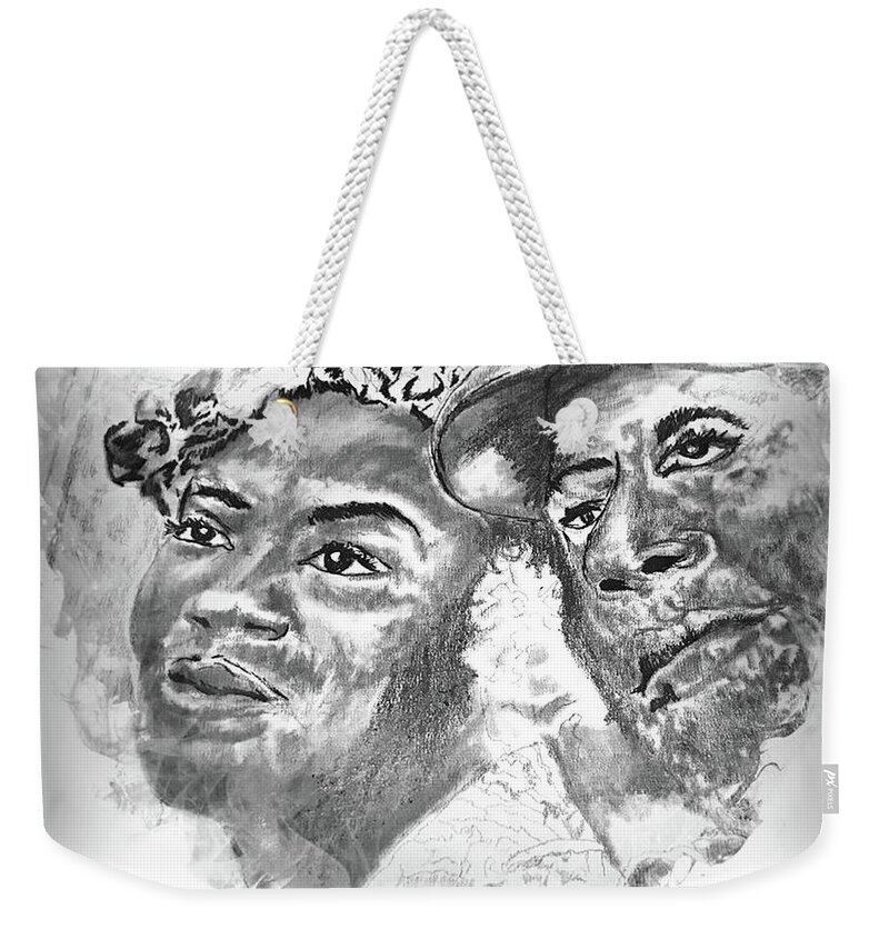  Weekender Tote Bag featuring the drawing Love by Angie ONeal
