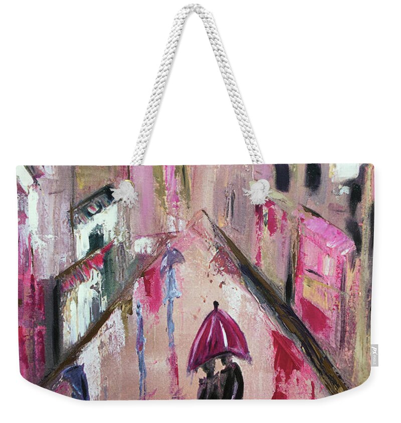 Love Weekender Tote Bag featuring the painting Lucky in Love by Roxy Rich