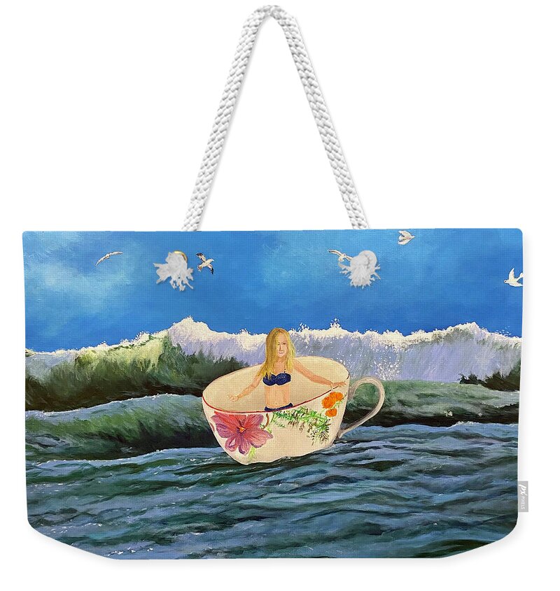 Blue Sky Weekender Tote Bag featuring the painting Maiden Voyage #1 by Thomas Blood
