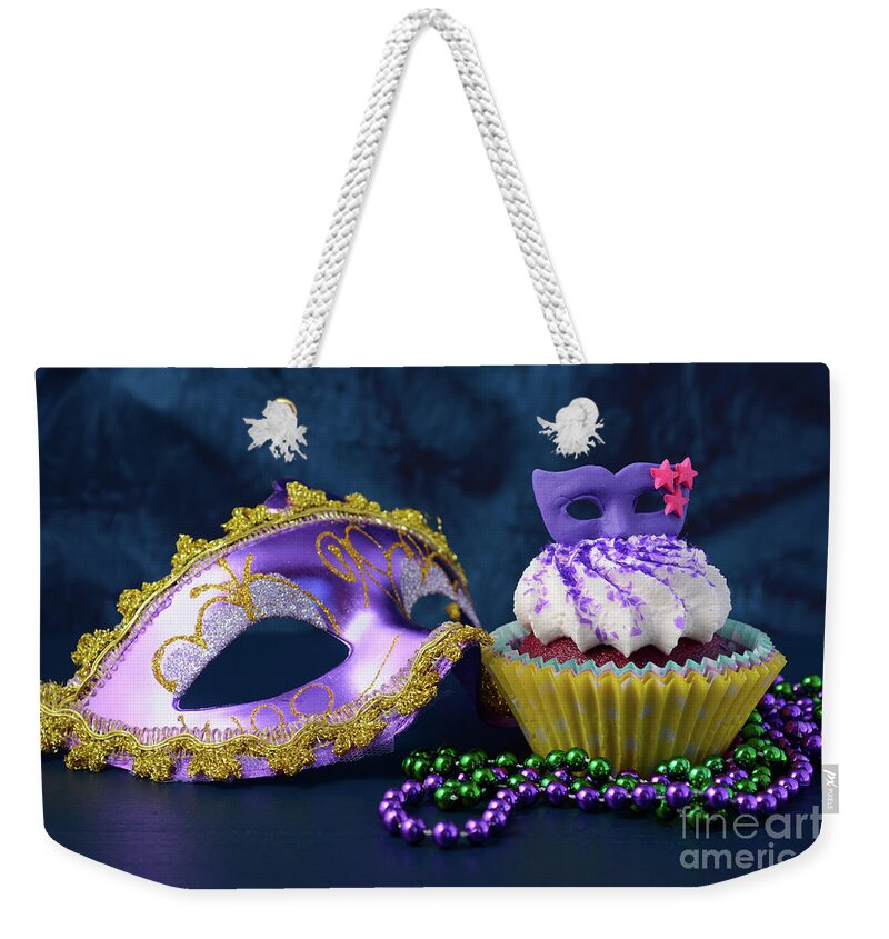 Bead Weekender Tote Bag featuring the photograph Mardi Gras Cupcakes #1 by Milleflore Images