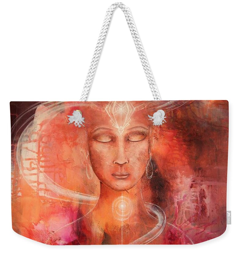 Meditation Weekender Tote Bag featuring the painting Meditation 8 by Reina Cottier