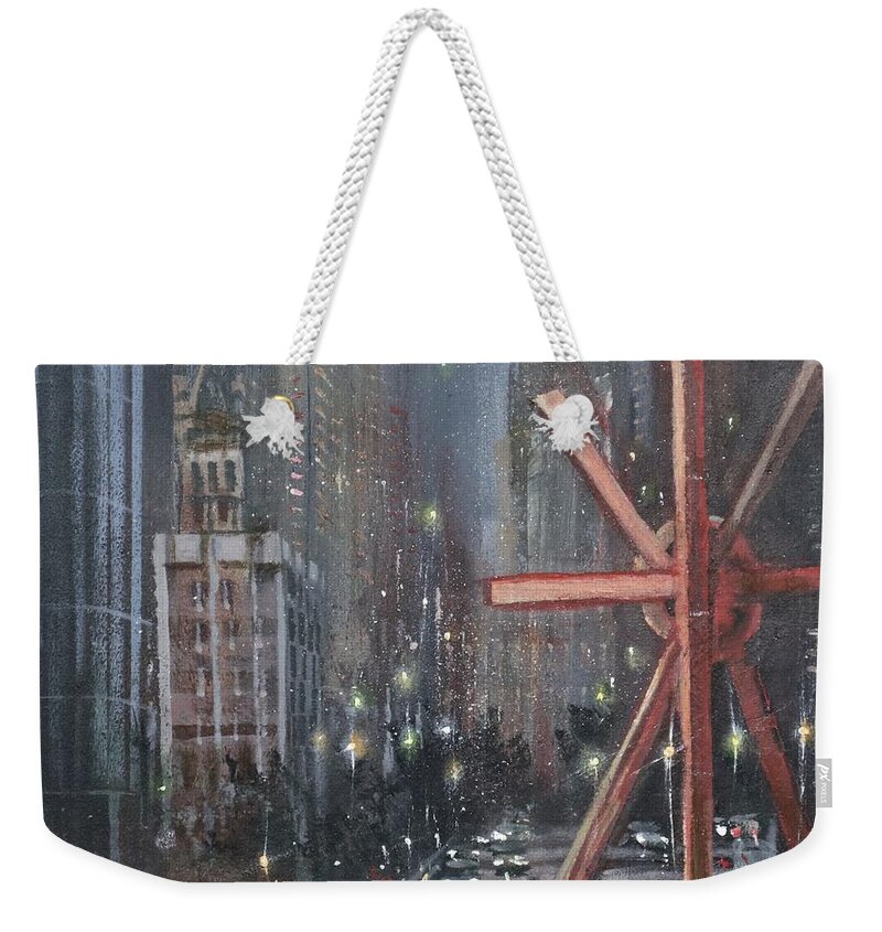 Milwaukee Weekender Tote Bag featuring the painting Milwaukee Sculpture by Tom Shropshire