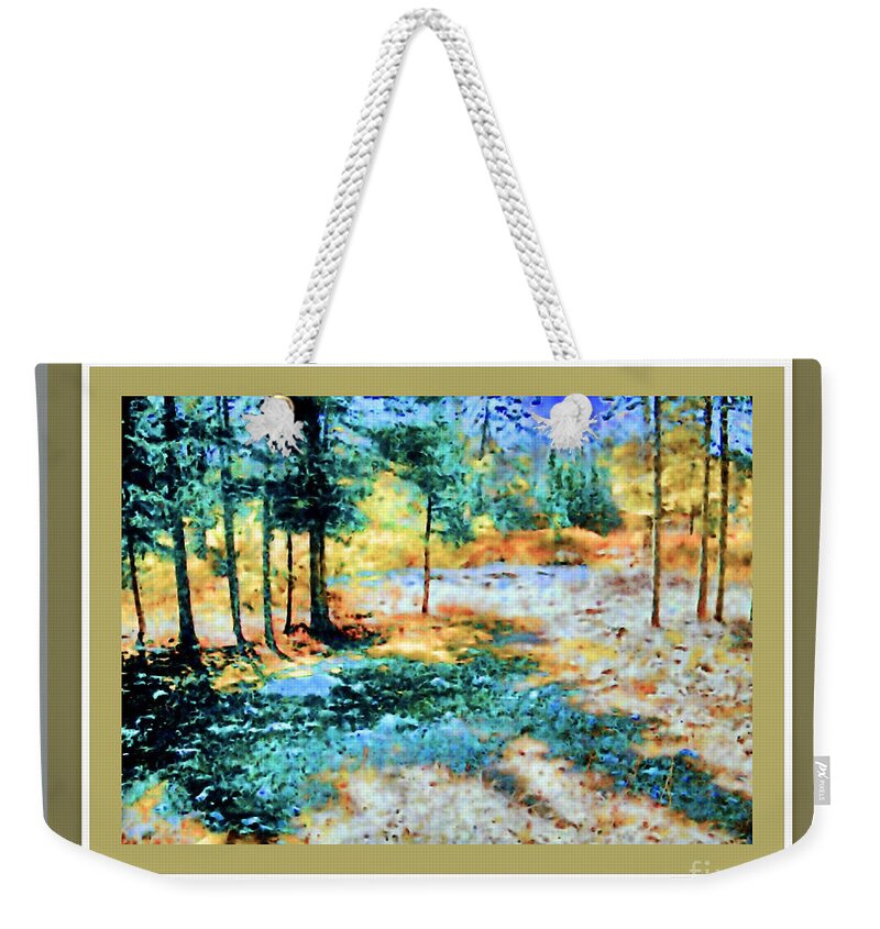  Weekender Tote Bag featuring the painting Mossy Ground #1 by Shirley Moravec