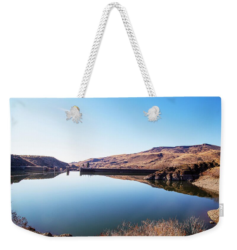 River Weekender Tote Bag featuring the photograph Mountain river #1 by Dart Humeston