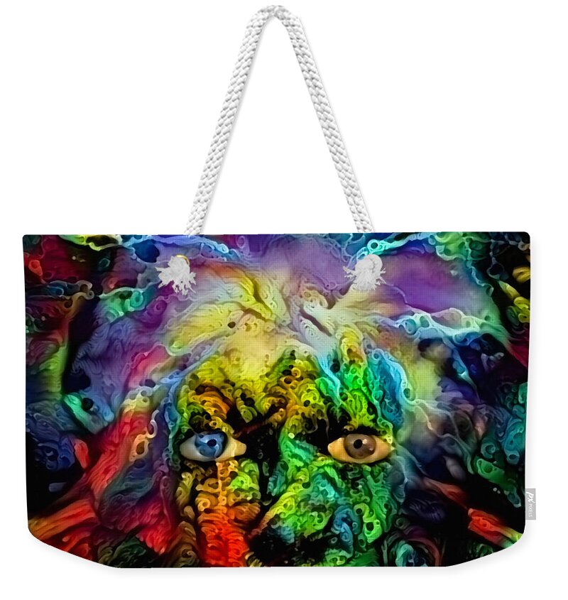 3d Rendering Weekender Tote Bag featuring the digital art Mystic woman face #1 by Bruce Rolff