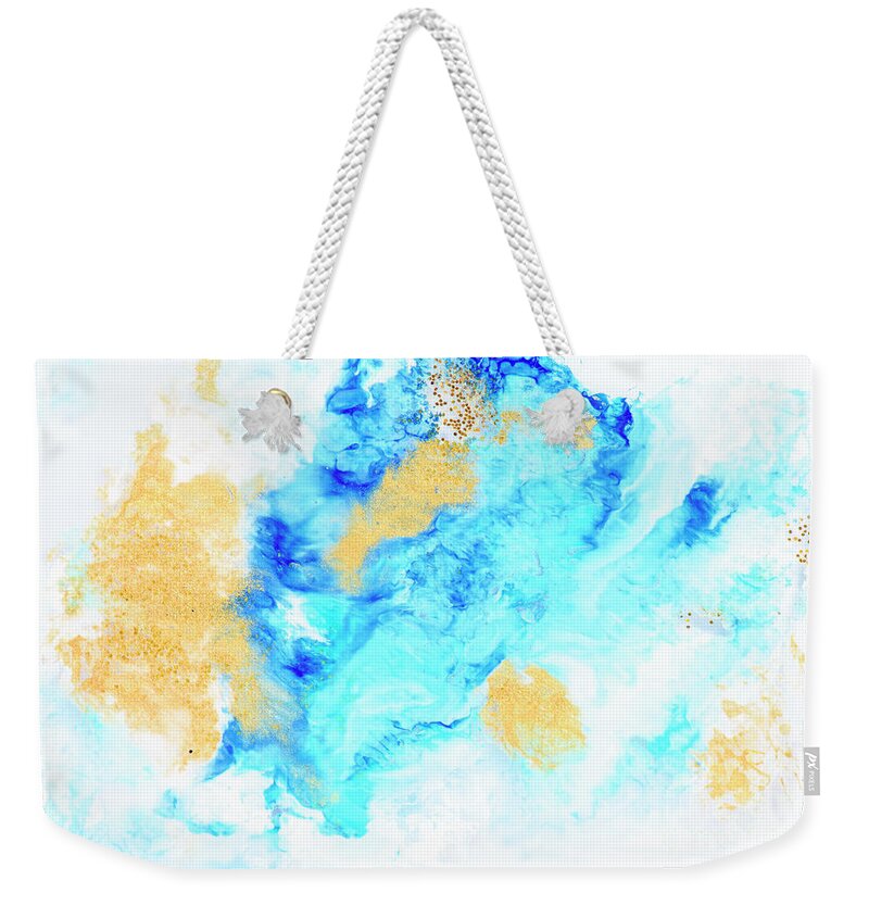 Marble Weekender Tote Bag featuring the painting Nature luxury marble background texture. Abstract color trendy w by Jelena Jovanovic