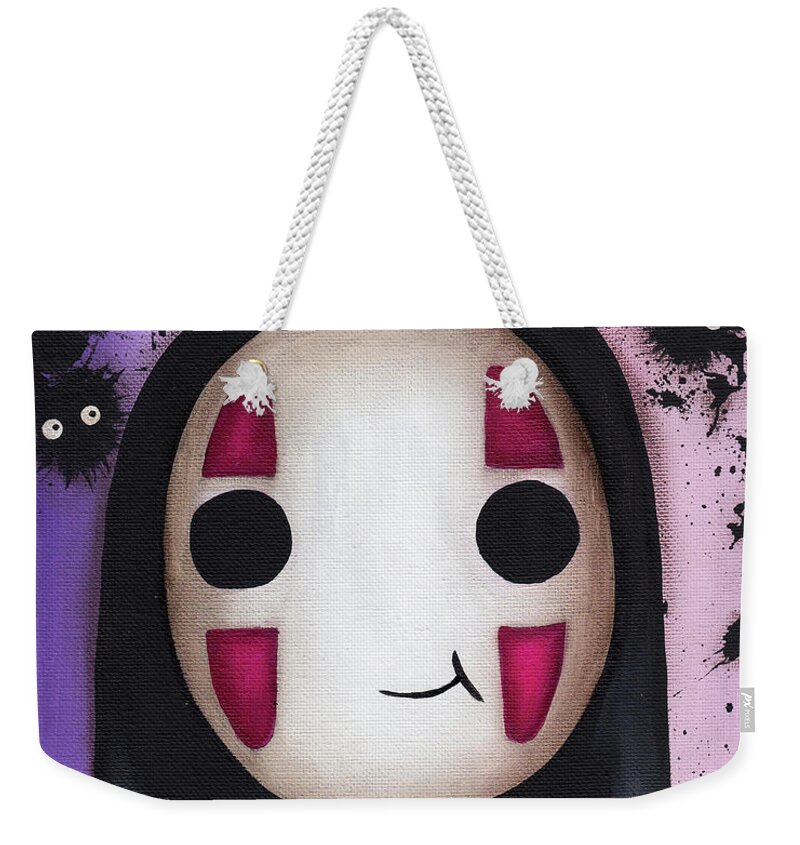 No Face Weekender Tote Bag featuring the painting No Face with a heart by Abril Andrade