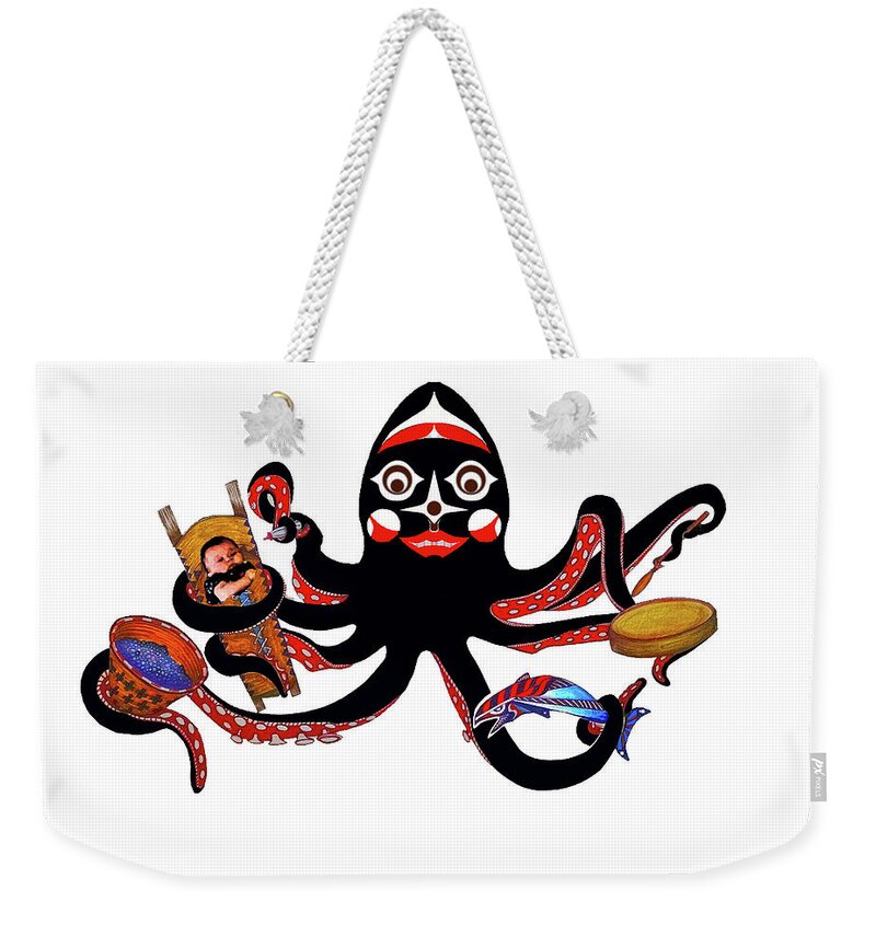 Octopus Weekender Tote Bag featuring the drawing OctoMommy by Robert Running Fisher Upham