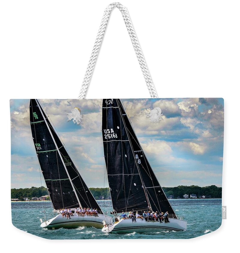 Ohana Weekender Tote Bag featuring the photograph Ohana and Stripes BYC Mac Race 2020 #1 by Michael Thomas