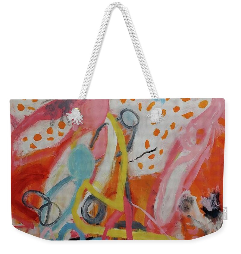 Abstract Weekender Tote Bag featuring the painting Orange Crushing on You by Pam Gillette