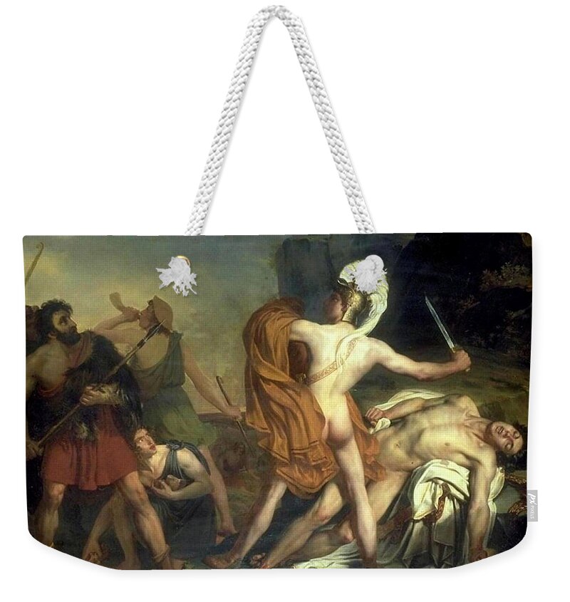 Greek Weekender Tote Bag featuring the painting Orestes Defended by Pylades #1 by Antoine Julien Potier