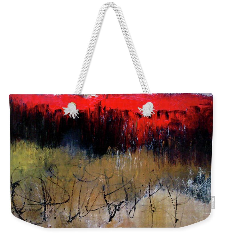 Abstract Weekender Tote Bag featuring the painting Peaceful Light #1 by Jim Stallings