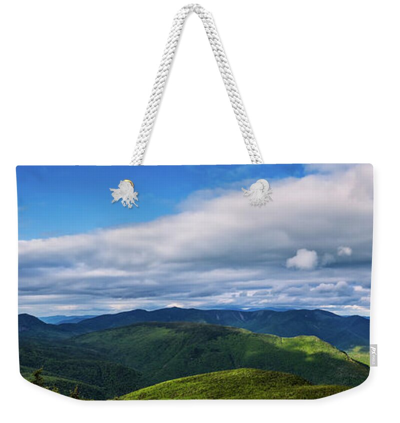 Bond Cliff Weekender Tote Bag featuring the photograph Pemigawasset Wilderness Panorama. #1 by Jeff Sinon