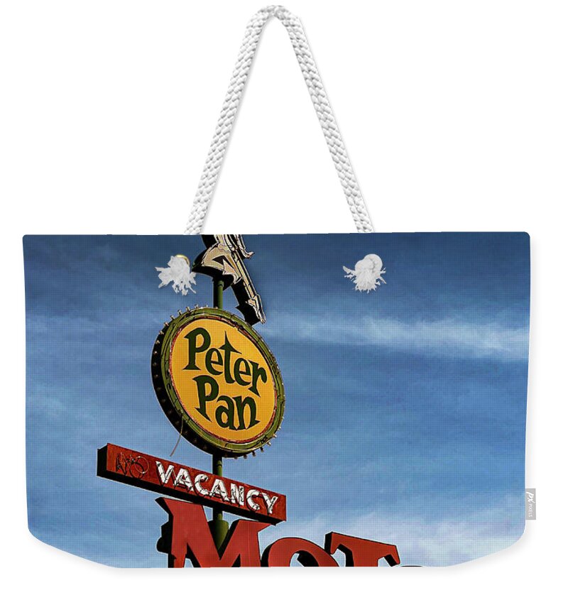 Nevada Weekender Tote Bag featuring the photograph Peter Pan Motel by Matthew Bamberg