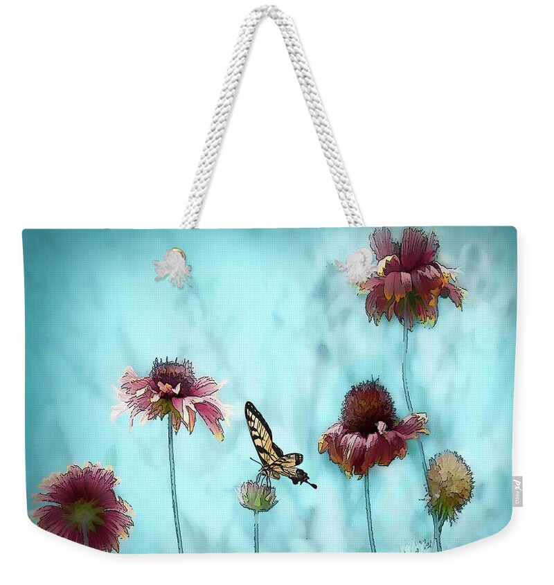 Garden Weekender Tote Bag featuring the photograph Playing in the Garden #1 by Shara Abel