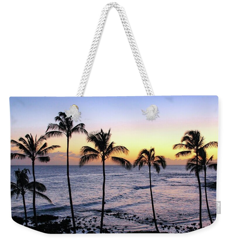 Hawaii Weekender Tote Bag featuring the photograph Poipu Palms at Sunset by Robert Carter