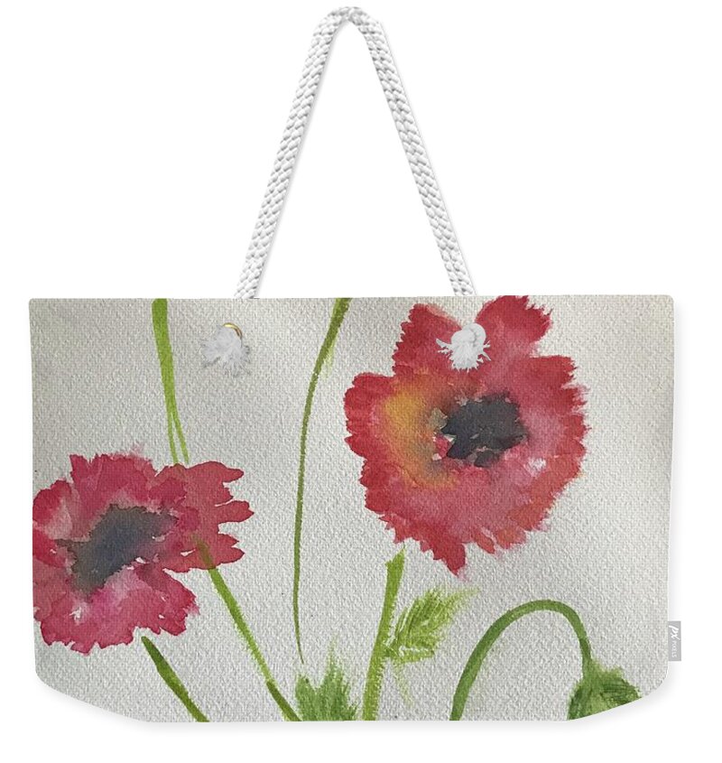 Watercolour Poppies Series Weekender Tote Bag featuring the painting Poppies #1 by Nina Jatania