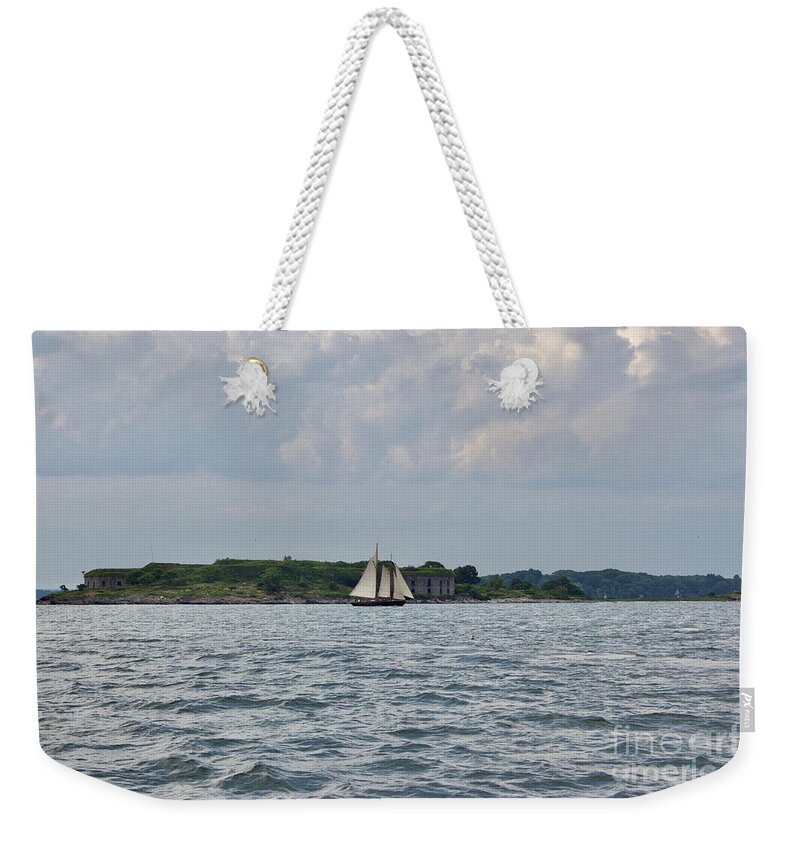  Weekender Tote Bag featuring the pyrography Portland Harbor by Annamaria Frost