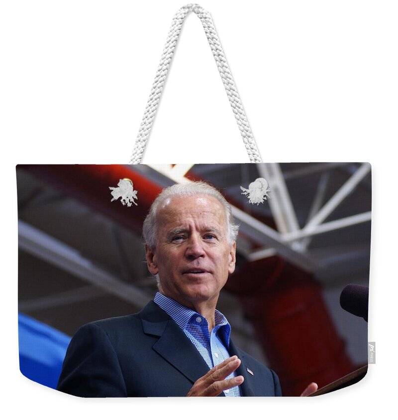 Portrait Of President Joe Biden By Marc Nozell Weekender Tote Bag featuring the digital art Portrait of President Joe Biden by Marc Nozell #1 by Celestial Images