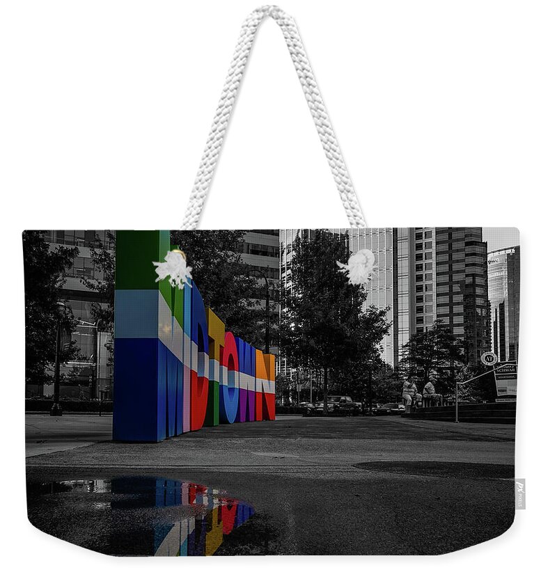 Atlanta Weekender Tote Bag featuring the photograph Pride Colors In Midtown Atlanta #1 by Doug Sturgess