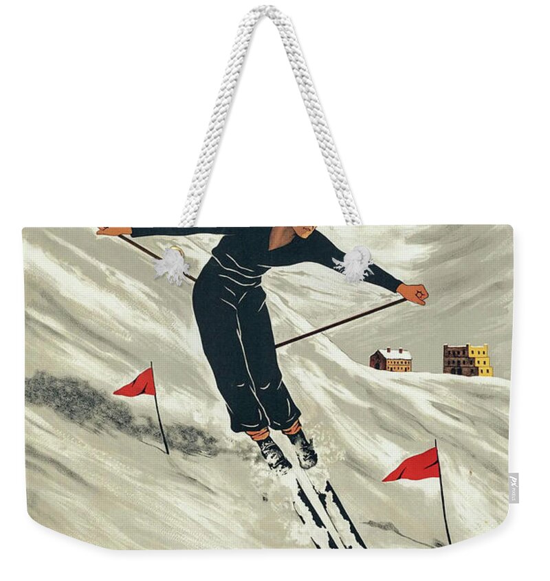 Pyrenees Weekender Tote Bag featuring the digital art Pyrenees Ski Track #1 by Long Shot