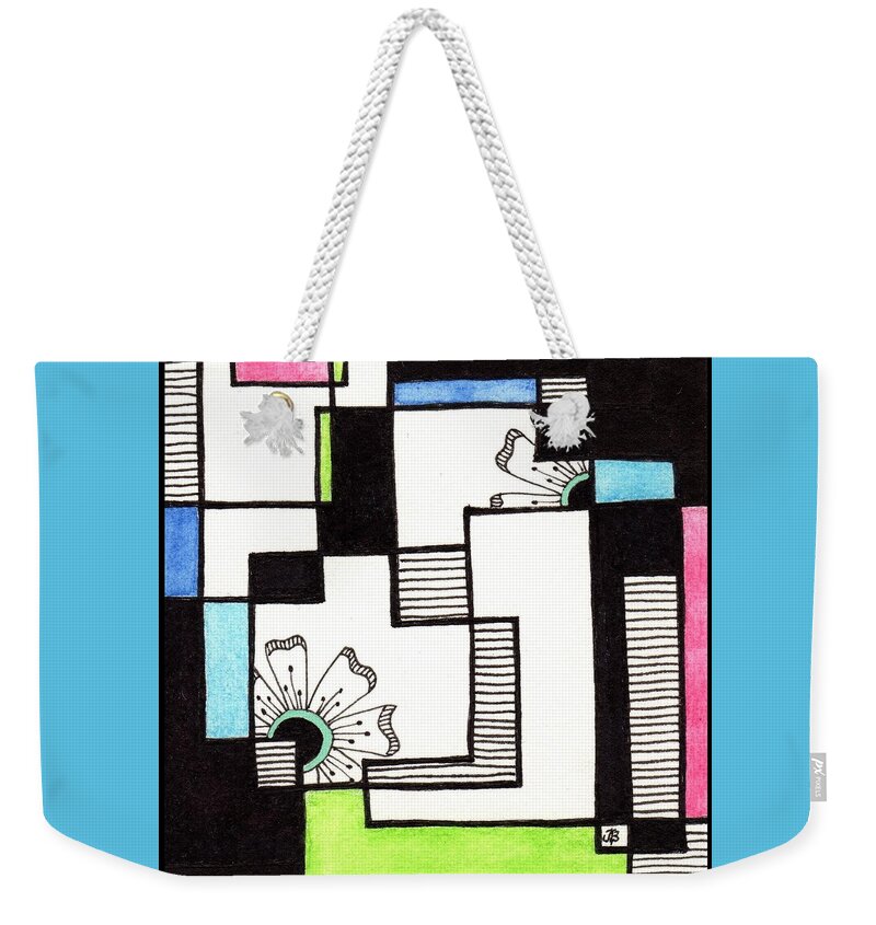 Zentangle Weekender Tote Bag featuring the drawing Quarantangle #2 by Tangled Art Boutique