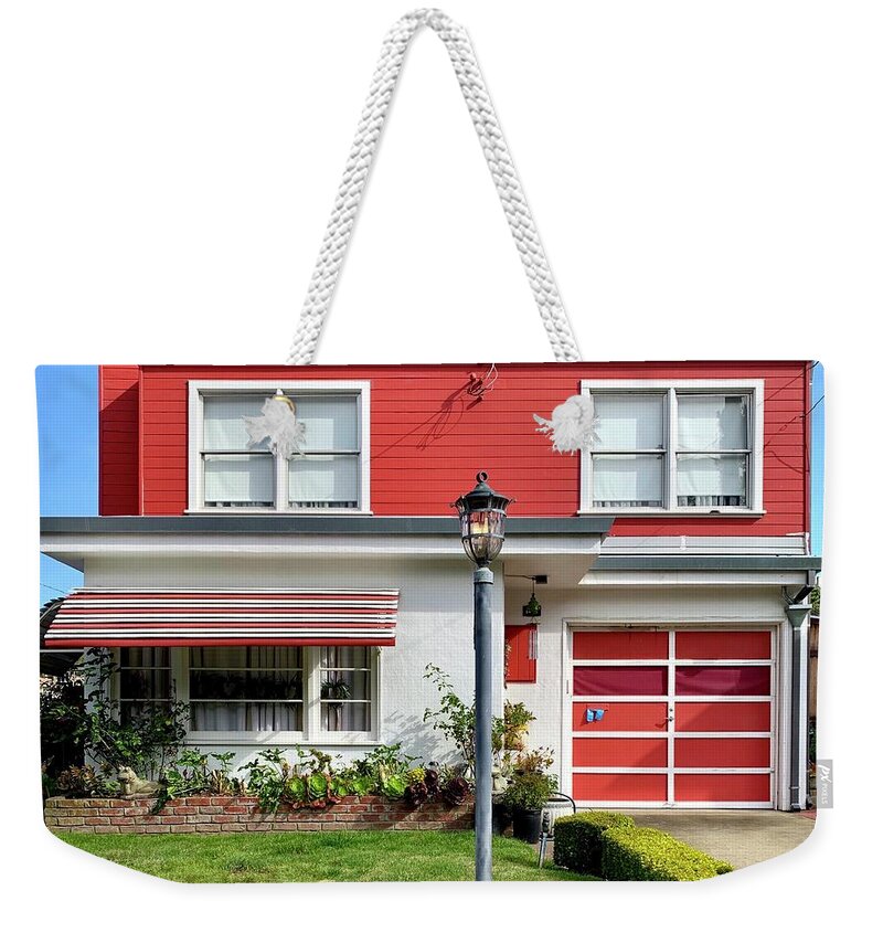  Weekender Tote Bag featuring the photograph Red And White House #1 by Julie Gebhardt