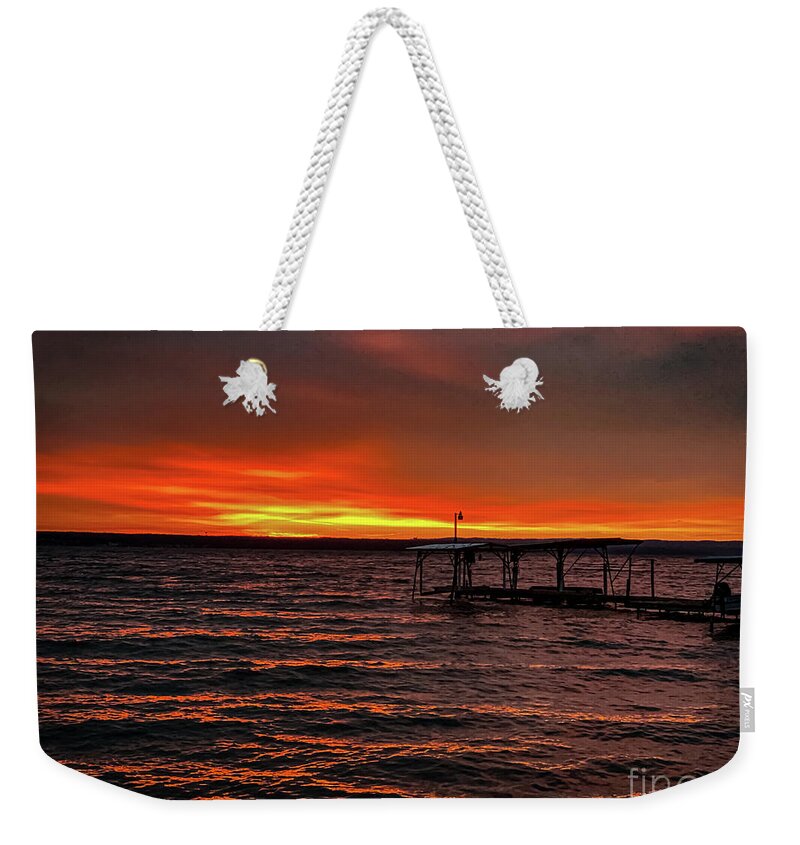 Dawn Weekender Tote Bag featuring the photograph Red Sky #1 by William Norton